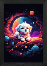 Maltese Puppy Sleeping Framed