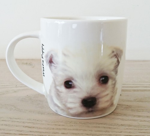 Maltese dog puppy mug - or,