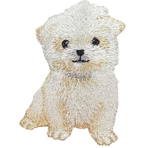 Maltese dog applique patch - dog,