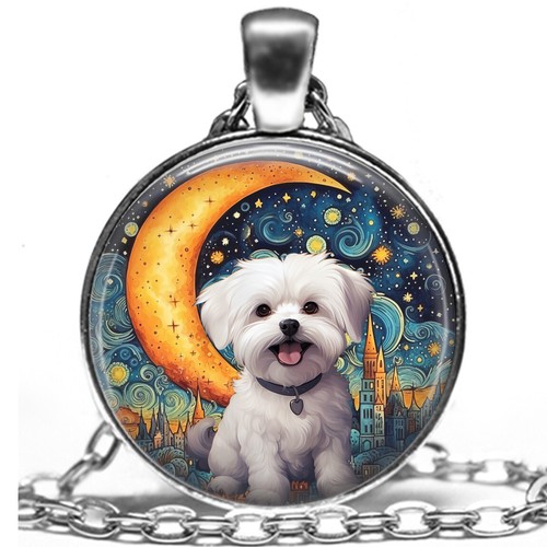 Maltese puppy dog necklace - dog,