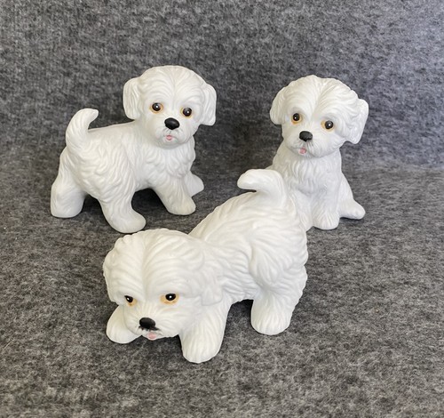 Vintage homco 1411 white puppy - homco,