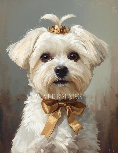 Maltese dog oil painting - oil, print