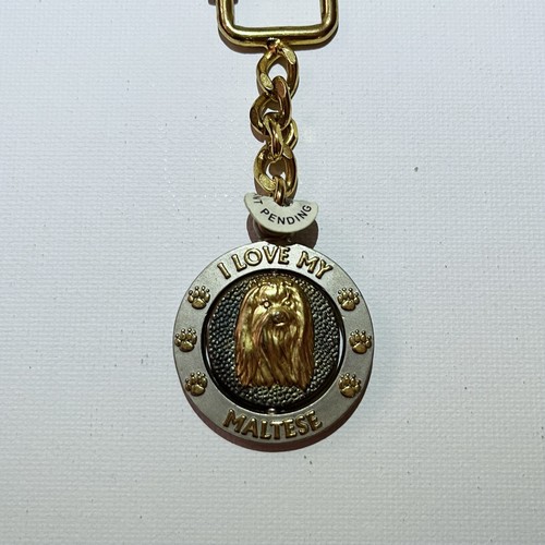 Maltese dog gold keyring metal - dog,