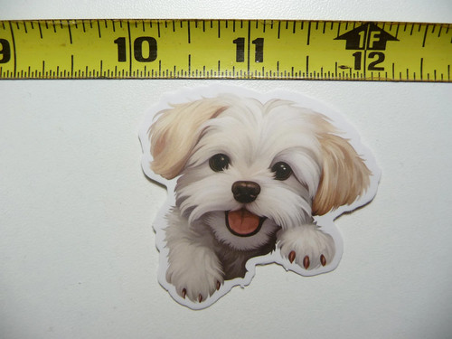 Peeking maltese small sticker - maltese,