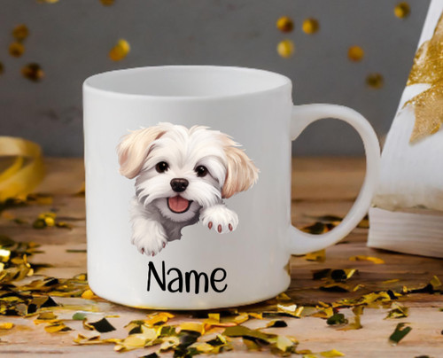 Maltese dog peeping puppy - maltese,